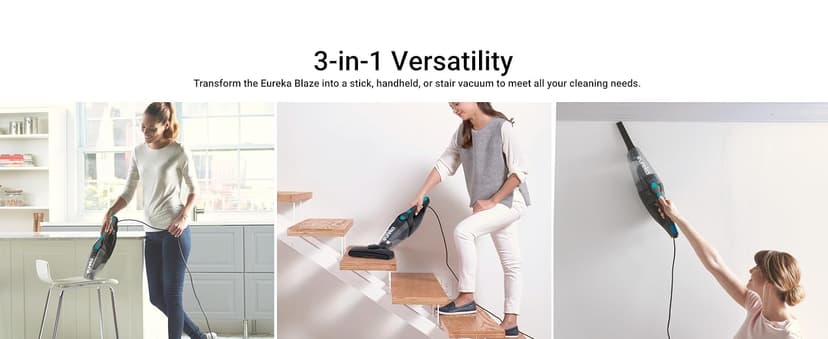 Eureka NES215A Blaze 3-in-1 Swivel Handheld & Stick Vacuum Cleaner, Blue
