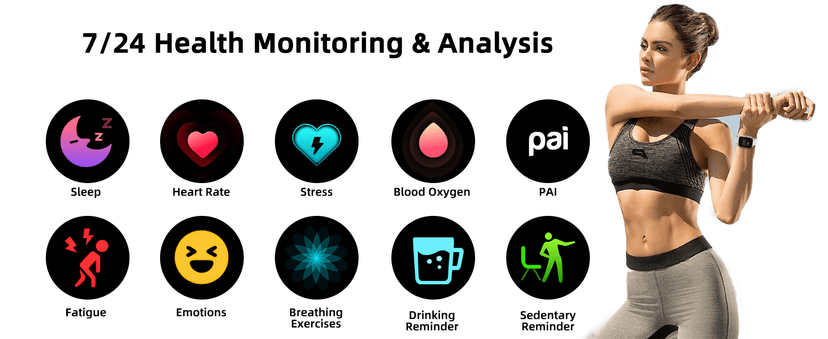 Smart Watch with Built-in GPS and Offline Maps, 1.96" HD Display, Answer/Make Calls, 100+ Sport Modes, Heart Rate/Sleep/SpO2 Monitor, Fitness Activity Tracker for Android and iPhone, 2 Bands, Black