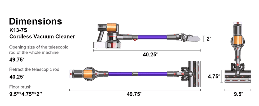 Cordless Vacuum Cleaner, 2 Batteries 120 Mins Runtime, 600W 50KPA Stick Vacuum with Self-Standing, Tangle-Free Brush, LED Display, Vacuum Cleaner for Home Hardwood Floor, Carpet, Pet Hair