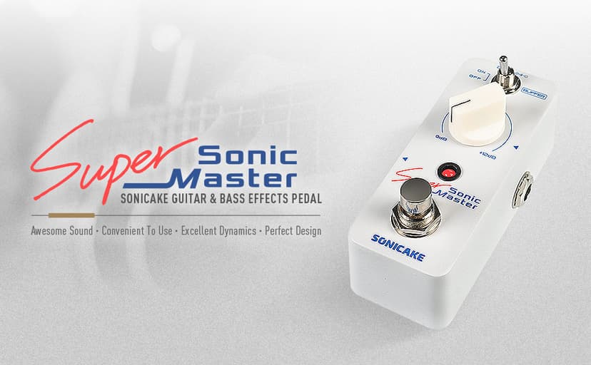 SONICAKE Clean Boost Pedal with Buffer and +12dB Gain, Mini Pure Boost Guitar Bass Effects Pedal - Sonic Super Master