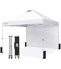 CROWN SHADES 10x10 Pop Up Canopy with 1 Side Wall - Beach Tent with One Push Setup - Outdoor Sun Shade for Events, Parties, Camping - Gazebo with STO-N-Go Cover Bag (Black)