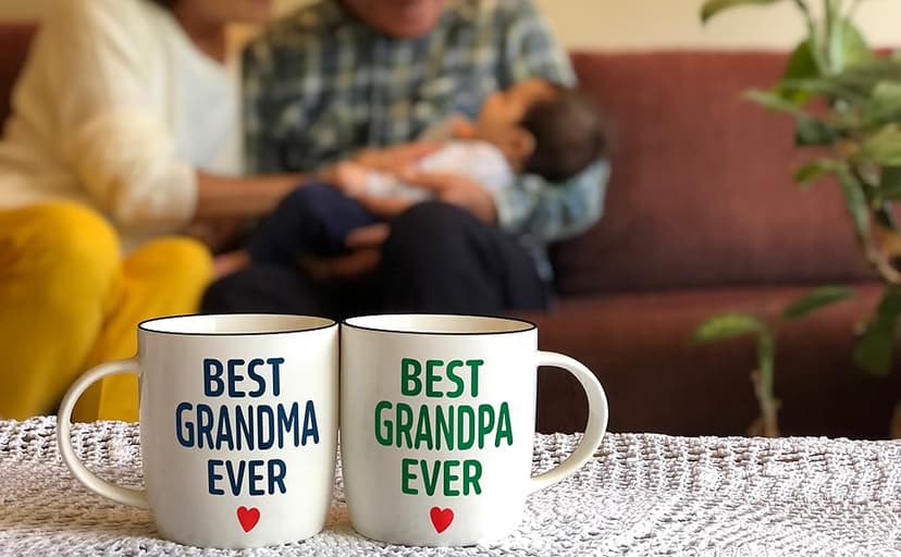 Triple Gifffted Worlds Best Grandparents Coffee Mugs for Grandma and Grandpa, Gifts Ideas From Grandkids, Grandchildren, New First Time Grandparent Announcement Christmas Valentines Day, Ceramic 380ml