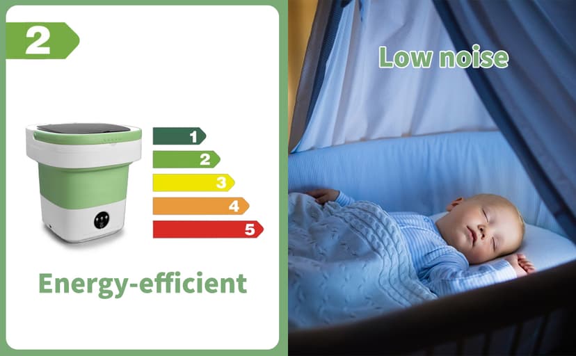 Portable Mini Washing Machine, Foldable Washer and Dryer with 3 Modes Deep Cleaning, Upgraded Small Collapsible Laundry for Hotel, Apartment, Home and Travel - Green