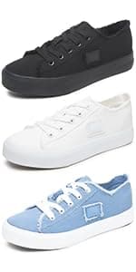 BENPAO Mens White Casual Shoes All Black Fashion Sneakers for Men Low Top Lace Up Canvas Shoes