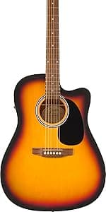 Fender FA-25CE Dreadnought Acoustic Electric Guitar, Beginner Guitar, with 2-Year Warranty, Includes Built-in Tuner and On-Board Volume and Tone Controls, Comes with Free Lessons, Natural