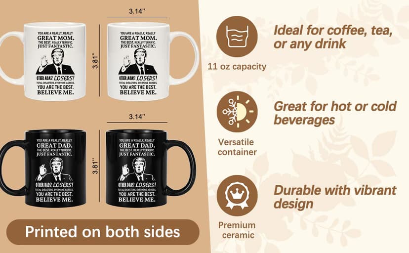 Breezy Valley Mom and Dad Mugs Christmas Gifts for Parents from Daughter Son - New Parent Gifts for Mommy Daddy from Children Kids, Funny Birthday Anniversary Mom and Dad Coffee Mugs Set Gift Ideas