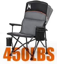 Overmont Oversized Folding Camping Chair - 450lbs Support with Padded Cushion Cooler Pockets - Heavy Duty Collapsible Chairs for Sports Garden Beach Fishing