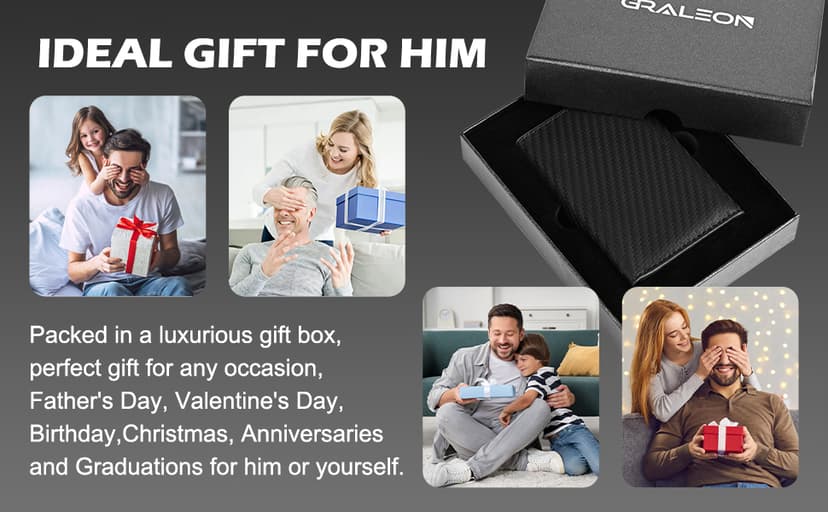 GRALEON Card Wallet for Men,Slim Minimalist Wallet 10-14 Cards,Smart Pop Up Wallets with Money Clip& ID Window,RFID Front Pocket Credit Card Holder, Gifts for Men(Carbon Fiber)