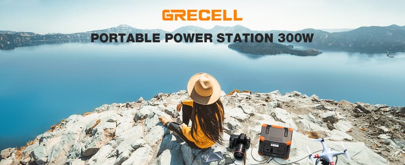 Portable Power Station 300W (Peak 600W), GRECELL 230.88Wh Solar Generator with 60W USB-C PD Output, 110V Pure Sine Wave AC Outlet Backup Lithium Battery for Outdoors Camping Travel Home Blackout