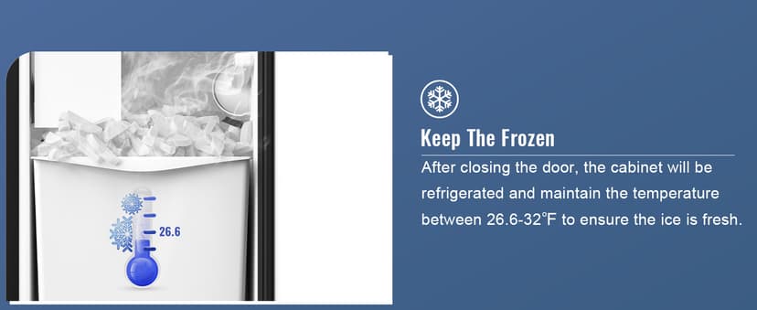 Under Counter Crescent Ice Maker Machine, 15'' W Drainless Built-in Ice Maker, 25 LBS/Day with 22 LBS Storage Bin, Perfect for Commercial Home Bar, No Drain