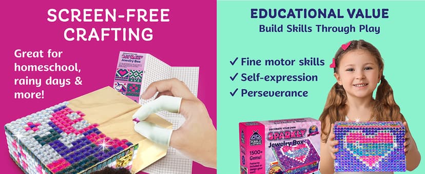 PURPLE LADYBUG DIY Jewelry Box Craft Kit for Girls Ages 4-12, Arts and Crafts for Kids, Creative Toys for Little Girls 6-8 Years Old, Birthday Gift for 5+ Year Old Girl, Mosaic Mermaid Unicorn Design