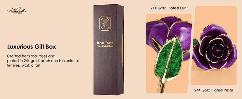 Handpicked real rose dipped in 24K gold; a one-of-a-kind keepsake for women on Valentine’s Day, Mother’s Day & anniversaries 24K Gold Dipped Real Rose, Forever Flower, Purple B0F93N2SKX
