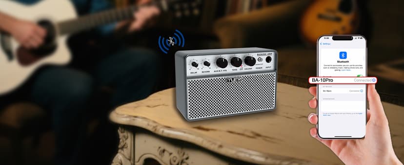 Yuer BA-10Pro 10W Acoustic Guitar Amp, Portable Vocal & Guitar Amplifier with Digital Delay/Reverb Effect Headphone Jack/OTG Wireless Small Guitars Amp for Recording, Practice, Travel with Carry Bag