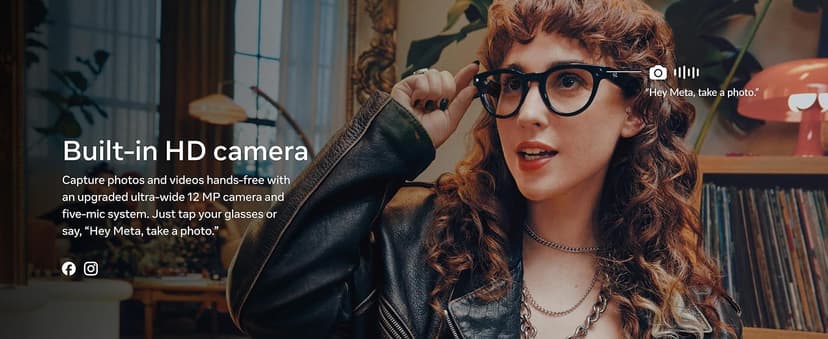 Ray-Ban Meta (Gen 1), Wayfarer, Shiny Black | Smart AI Glasses for Men, Women — 12 MP Ultra-Wide Camera, Open-Ear Speakers for Audio, Video Recording and Bluetooth — Green Lenses — Wearable Technology