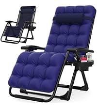 Suteck Zero Gravity Chair, Reclining Camping Lounge Chair w/Removable Cushion, Upgraded Lock and Cup Holder, Reclining Patio Chairs Folding Recliner for Indoor and Outdoor