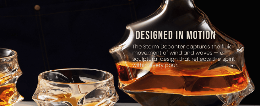 Storm Japanese Crystal Whisky Decanter – 100% Ultra Clarity Lead-Free Crystal – 750ml Elegant Liquor Carafe for Whiskey, Scotch, Bourbon & Spirits
