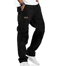 PLEPAN Men's Casual Cargo Pants Drawstring Hiking Pants Workout Tactical Joggers Sweatpants for Men