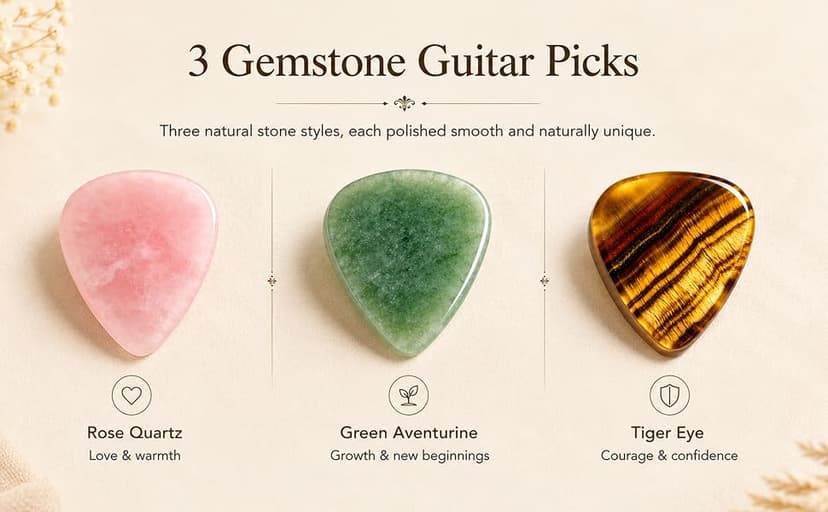 Natural Crystal Guitar Pick Gift for Guitar Players, Handmade Gemstone Plectrum for Acoustic Guitar, Inspirational Music Gift for Practice, Performance, Graduation, New Beginnings (Green Aventurine) B0GWLBSZFJ