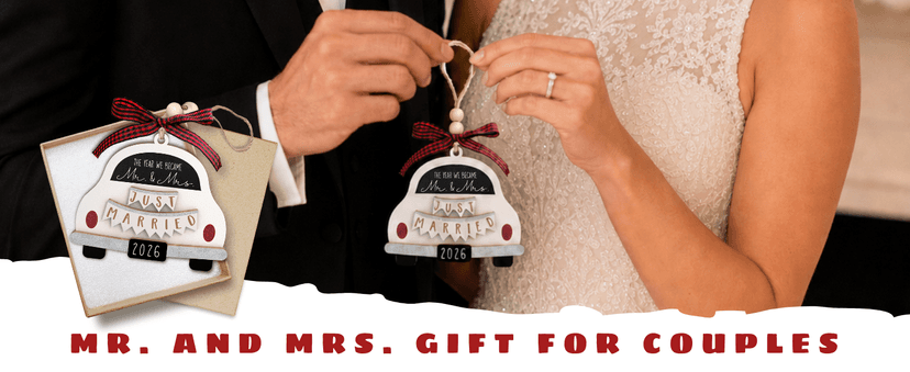 Bridal Shower Gifts for Married Newlywed, Couple - Future Mr and Mrs Gifts - Wood Just Married Ornament 2026 Wedding Gifts - Mr and Mrs Gifts - Wedding Gift for Couples 2026, Bride B0FVM3BS22