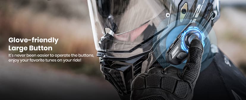JESIMAIK Motorcycle Helmet Bluetooth Headset, 10 Way 2KM Helmet Communication System, Multitasking Audio Motorcycle Intercom, 2 Mics&40mm Speaker (1 Pack)