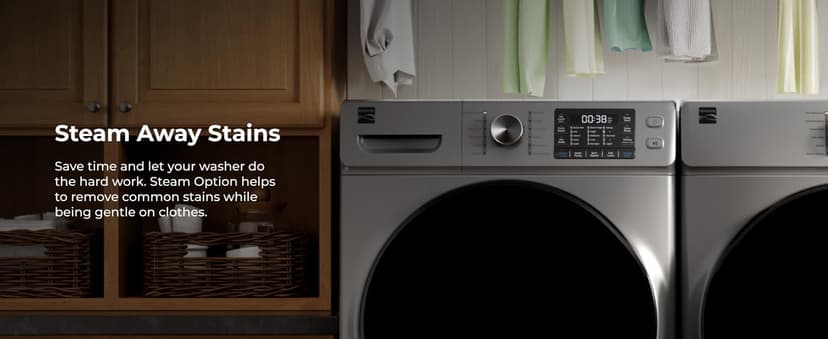 Kenmore 4.5 cu. ft. Front Load Washer with Stain Removing Steam Treatment - Reduce Laundry Time with Accela Wash - LED - ENERGY STAR Certified - Metallic Silver