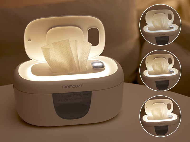 Wipe Warmer with Night Light, Fast and Even Heating, 4 Adjustable Temperature Modes, Baby Shower & Registry Must-haves, Grey Momcozy Baby Wipe Warmer, Innovative Spring Design,Large Capacity Dispenser B0FZKLFGJ1