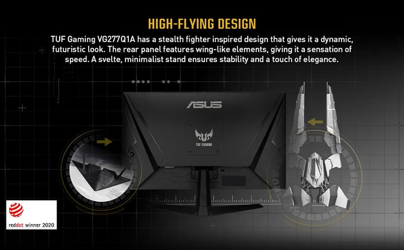 ASUS TUF Gaming 27 Inch Gaming Monitor - Full HD, 1080P, 165Hz (Supports 144Hz), 1ms, Extreme Low Motion Blur, FreeSync Premium, Shadow Boost, Eye Care, HDMI, DisplayPort, Tilt Adjustable - VG277Q1A
