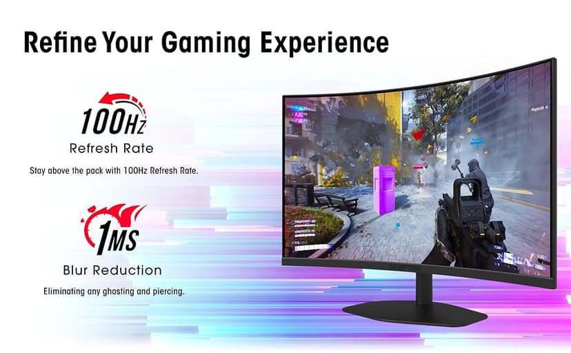 Sceptre Curved 27-inch Prime Gaming Monitor 1500R 100Hz HDMI X2 DisplayPort 1ms 100% sRGB, Build-in Speakers Machine Black 2025 (C275W-FW100T Series)
