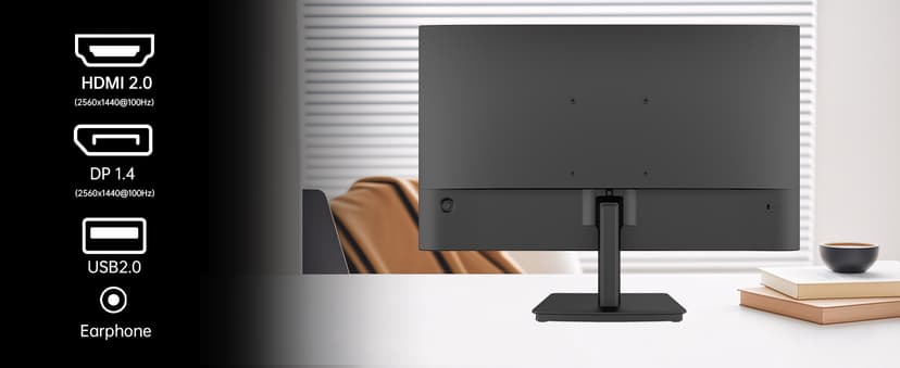 KTC 24 Inch QHD 2560x1440 IPS Computer Monitor, 100Hz Zero-Frame 2K Gaming Office Monitor, Adaptive Sync, HDR10, VESA, Tilt Adjustable, Low Blue Light, DisplayPort, HDMI, H24T27