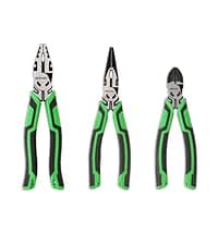 HURRICANE 3-Piece Pliers Set - Heavy-Duty with 8-Inch Linesman, Needle Nose Pliers and 6-Inch Diagonal Cutters for Basic Repair