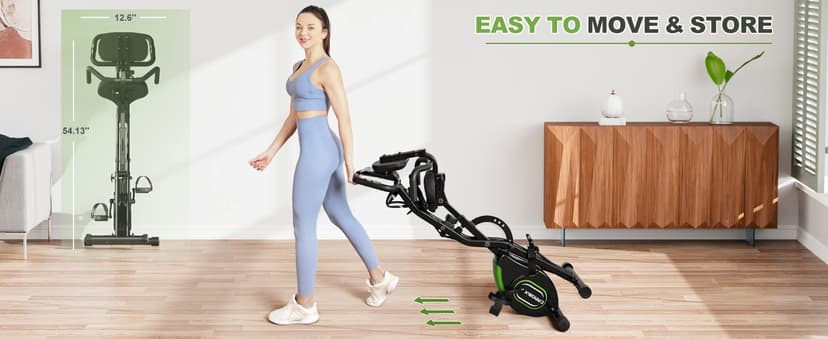 Caromix Folding Exercise Bike, 5 in 1 Stationary Bike with 16-Level Adjustable Magnetic Resistance, 330LB Capacity Indoor Workout Bike, Foldable Exercise Bike for Seniors and Adult