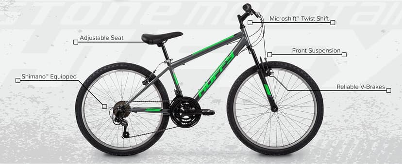 Huffy Stone Mountain Bike for Men and Women, 20”/24”/26”, 6-Speed (20”) or 21-Speed, Front or Dual Suspension (Varies), Multiple Colors, Adjustable Saddle, Shimano Equipped, All-Terrain Tires