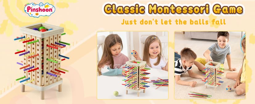 Montessori Game Wooden Board Game, Multiplayer for Kids 4-8, Math Educational, Fine Motor Skill Toy for Girls Boys, Classic Fun Games for Age 3 4 5 6 7 8 Girls Boys Gifts