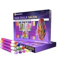 Desire Deluxe Hair Chalk for Girls Makeup Kit of 10 Temporary Colour Pens Gifts, Great Toy for Kids Age 5 6 7 8 9 10 11 12 13 Years Old, "Blue,Green,Grey,Pink,Purple