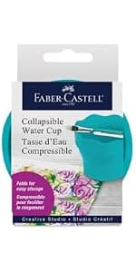 Faber-Castell Clic & Go Artist Water Cup, Dark Green - Travel-Friendly Collapsible Brush Cleaner Tool with Brush Stand, Scalloped Rim, Non-Slip Base, Portable Palette & Rinser B007TYWDQE
