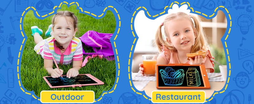 TEKFUN LCD Writing Tablet Doodle Board, 10inch Colorful Drawing Tablet Writing Pad, Kids Travel Essentials, Toddler Toys for 3 4 5 6 7 8 Year Old Girls Boys (Blue)