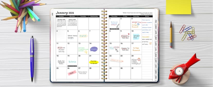 2026 Planner, Aesthetic Weekly and Monthly Planner for Women, Jan 2026 to Dec 2026, Hardcover 2026 Calendar Book with Monthly Tabs, Inner Pocket, Perfect for Office Home School - A5 (6.3" x 8.5"), Sunset