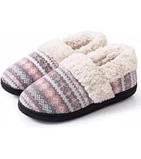 Evshine Women's Fuzzy Slippers Cross Band Memory Foam House Slippers Open Toe