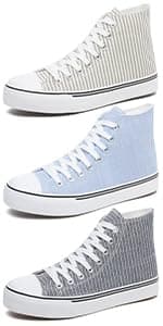 kufeiti Women's Canvas Slip On Shoes Sneakers for Women Fashion Comfortable White Black Elastic Sneakers for Women