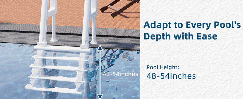 Pool Ladder, 5-Step Pool Stairs with Double Handrails and Non-Slip Steps for 47“-54” Above Ground and In-Ground Pools, White