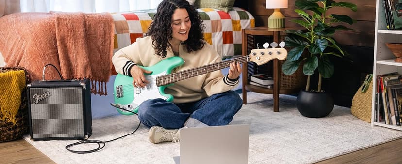 Fender Squier Debut Series Precision Bass Guitar, Beginner Guitar, with 2-Year Warranty, Includes Free Lessons, Black with Matte Finish