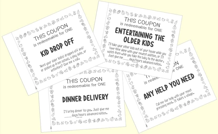 Coupon Book for Newest Baby: Gift for Second Baby | 10 Pre-Filled + 5 Blank Vouchers | Baby Shower or New Baby Gift