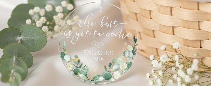 HEXMOZ Engagement Gifts for Couples - Engagement Gift for Newly Engaged Couples, Women, Fiance, Her - Bride to Be Gifts, First Christmas Just Engaged Acrylic Ornament 2025 - Party Decorations