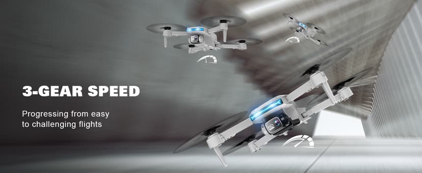 Drone with 1080P Camera - Foldable Remote Control Quadcopter with Gesture Control, 3D Flip, One Key Start, Emergency Stop, 2 Batteries, Easier to use, Toy for Adults Beginners, Grey