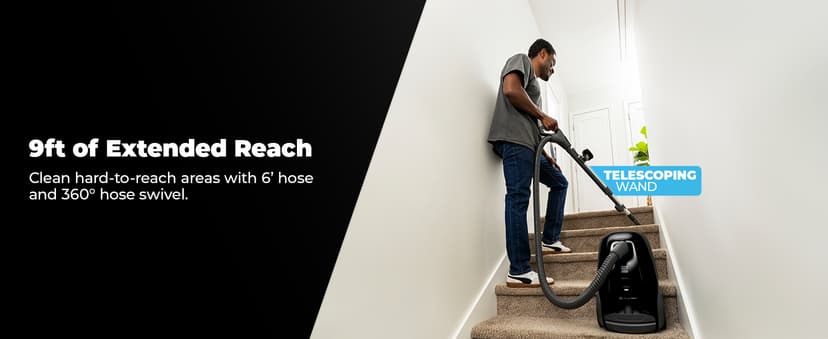 Kenmore BC3006 400 Series Pet Friendly Lightweight Bagged Canister Vacuum Cleaner 2-Motor Design with Hair Eliminator Brushroll, HEPA Filter, LED Headlight, Extended Wand and Auto Cord Rewind