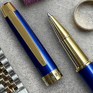 Royal Blue & 24 Karat Gold - Certified Luxury Grade Rollerball Pen | Nice Gift for Men & Women