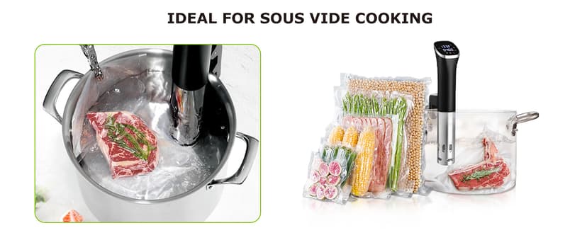 Bonsenkitchen Vacuum Sealer, Multi-Functional Food Sealer with 1 Roll Bag+ 5 Bags, Bag Storage | Built-in Cutter, Silver-Stainless steel