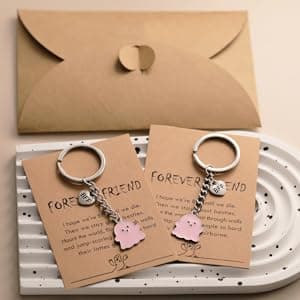 Best Friend Birthday Gifts for Women Funny Cute Ghost Keychain Bestie Gifts Long Distance Stuff for 2 with Card