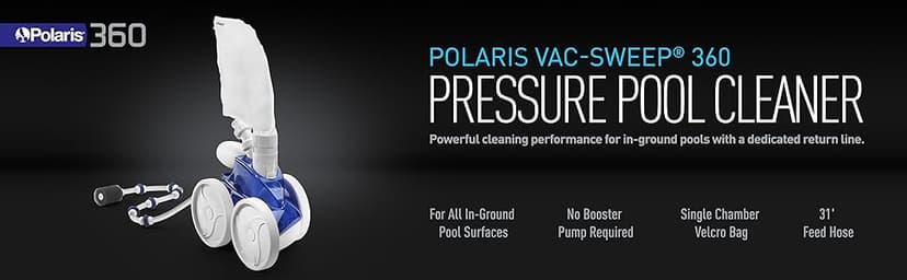Polaris Vac-Sweep 360 Pressure-Side Cleaner for In-Ground Pools with a Dedicated Return Line