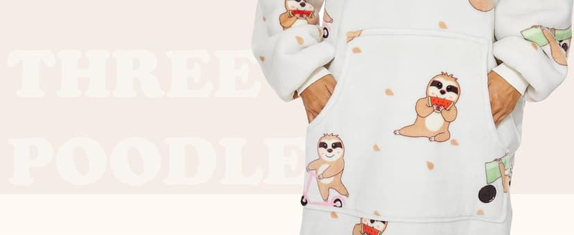 THREE POODLE Wearable Blanket Hoodie for Women, Oversized Sherpa Sweatshirt Blanket for Adults Men, Cozy Hooded Blankets, Gifts for Teen Girls Women Mom Sister